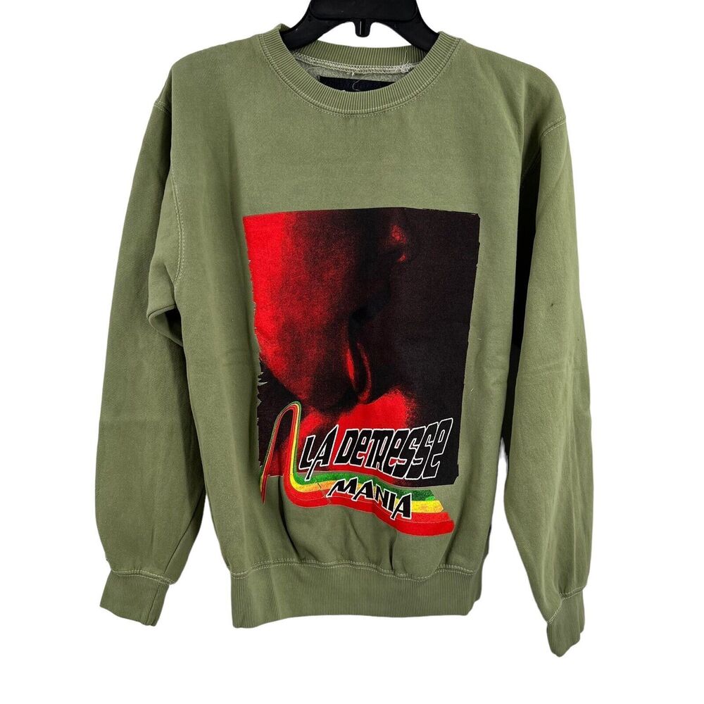 La Detresse Crewneck Sweatshirt Green Red Pullover Obsessive Mania‎ Size XS New
